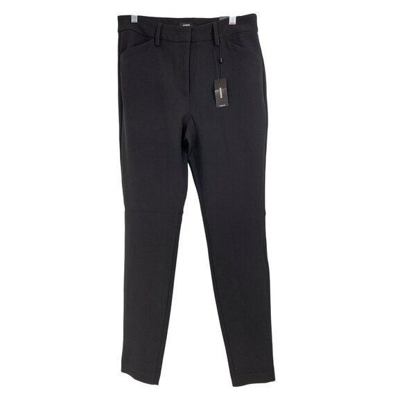NWT Express Editor Skinny Mid Rise Black Ponte Dress Pants 6L RQ10251 - Picture 1 of 14